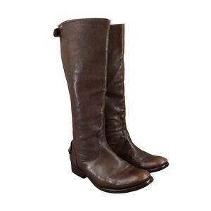 Frye Shoes Womens 6 Boots Riding Leather Tall Melissa Button Brown Fashion Zip